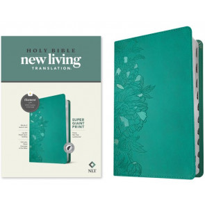 NLT Super Giant Print Bible, Filament Enabled (LeatherLike, Peony Rich Teal, Indexed, Red Letter) - LeatherLike Peony Rich Teal Imitation Leather With thumb index