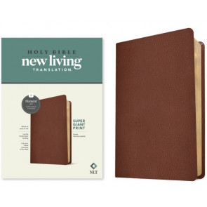 NLT Super Giant Print Bible, Filament Enabled (Genuine Leather, Brown, Red Letter) - Sewn Genuine Leather With ribbon marker(s)