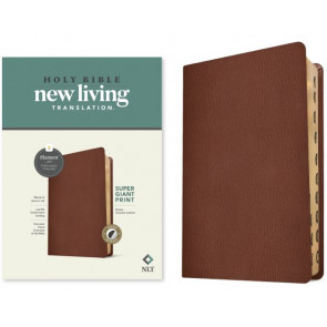 NLT Super Giant Print Bible, Filament Enabled (Genuine Leather, Brown, Indexed) - Sewn Genuine Leather With thumb index