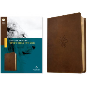 NLT Courage For Life Study Bible for Men, Filament Enabled (LeatherLike, Rustic Brown Lion) - LeatherLike Rustic Brown Lion Imitation Leather With ribbon marker(s)