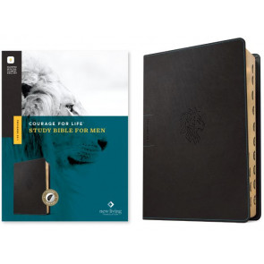 NLT Courage For Life Study Bible for Men, Filament Enabled (LeatherLike, Onyx Lion, Indexed) - LeatherLike Onyx Lion Imitation Leather With thumb index