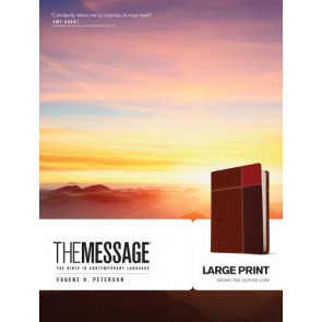 The Message Large Print  - Leather-Look Brown Trio With ribbon marker(s)