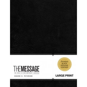 Message Large Print (Genuine Leather, Black) - Genuine Leather With ribbon marker(s)
